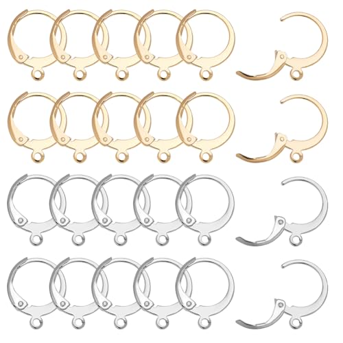 CRAFTYMELODY 100 Stück Huggie Hoop Ohrring Erkenntnisse 2 Farbe Edelstahl Runde Leverback Ohrring Haken 14.5? 2? mm Französischer Ohrhaken Aus Gold Und Silber CRAFTYMELODY 100 Stück Huggie Hoop Ohrring Erkenntnisse 2 Farbe Edelstahl Runde Leverback Ohrring Haken 14.5? 2? mm Französischer Ohrhaken Aus Gold Und Silber von CRAFTYMELODY