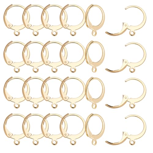 CRAFTYMELODY 100 Stück Huggie Hoops Runde Leverback Ohrringhaken 24K Vergoldet Edelstahl Französische Ohrringhaken Befunde Runde Huggie Hoops von CRAFTYMELODY