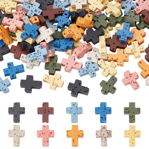 CRAFTYMELODY 100 Stück Kreuzperlen 10 Farben Kreuz Lavaperlen Vulkanische Edelsteinperlen Synthetische Steinperlen Lose Perlen Zur Schmuckherstellung Zubehör CRAFTYMELODY 100 Stück Kreuzperlen 10 Farben Kreuz Lavaperlen Vulkanische Edelsteinperlen Synthetische Steinperlen Lose Perlen Zur Schmuckherstellung Zubehör von CRAFTYMELODY