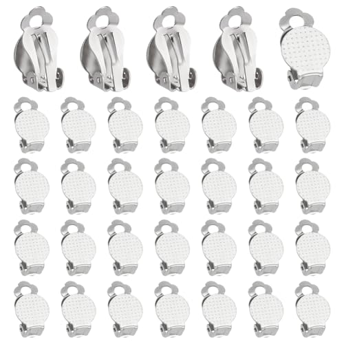 CRAFTYMELODY 100 Stück Ohrclip Beschläge Ohrclip Konverter Aus Edelstahl Runde Ohrclips Mit Flacher Rückseite 10mm Nicht Durchdringende Ohrringe von CRAFTYMELODY