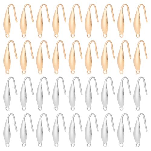 CRAFTYMELODY 100 Stück Ohrringhaken 18 Karat Vergoldeter Edelstahl Ohrdraht Mit Schlaufe Gold/Silber Französischer Ohrdraht Baumelnde Fischhaken Ohrring Befunde CRAFTYMELODY 100 Stück Ohrringhaken 18 Karat Vergoldeter Edelstahl Ohrdraht Mit Schlaufe Gold/Silber Französischer Ohrdraht Baumelnde Fischhaken Ohrring Befunde von CRAFTYMELODY