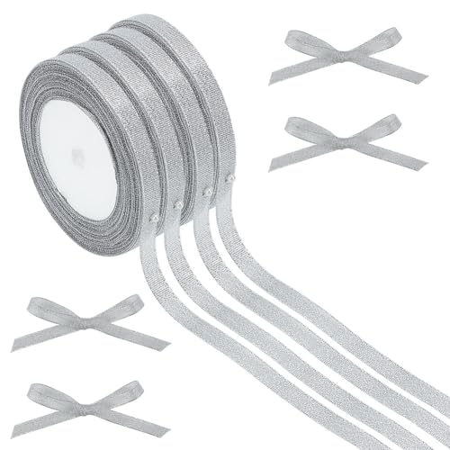 CRAFTYMELODY 100 Yards Glitzerband Mit Drahtkante 3/8 Zoll Silbernes Funkelndes Band Stoff Für Weihnachtsbaum Geschenkverpackung Kränze Girlandenzubehör CRAFTYMELODY 100 Yards Glitzerband Mit Drahtkante 3/8 Zoll Silbernes Funkelndes Band Stoff Für Weihnachtsbaum Geschenkverpackung Kränze Girlandenzubehör von CRAFTYMELODY