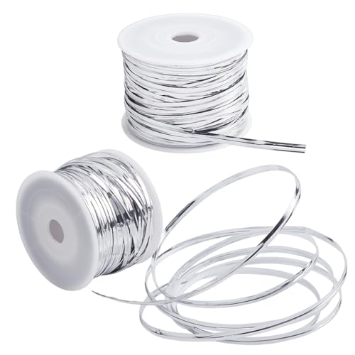 CRAFTYMELODY 100 Yards Holografische Metall Drehbinder Silberne Kunststoff Draht Drehbinder Geschenkband Dekorationszubehör Für Kunsthandwerk von CRAFTYMELODY