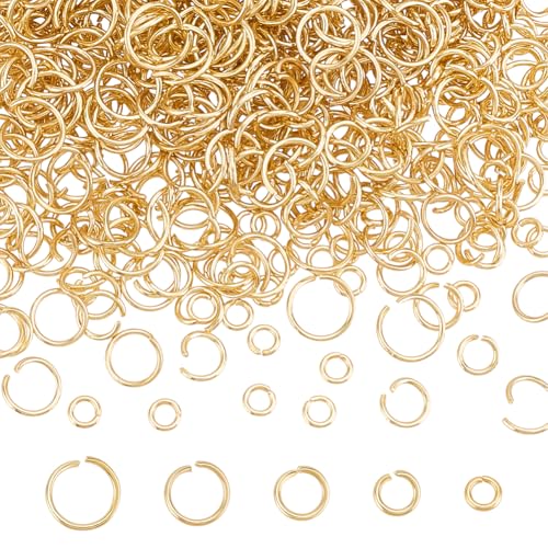 CRAFTYMELODY 1000 Stück 18 Karat Gold Offener Biegering Edelstahl Verbindungsringe 4/5/6/7/8mm Für Die Herstellung von Schmuckstücken Charm Verbinder von CRAFTYMELODY