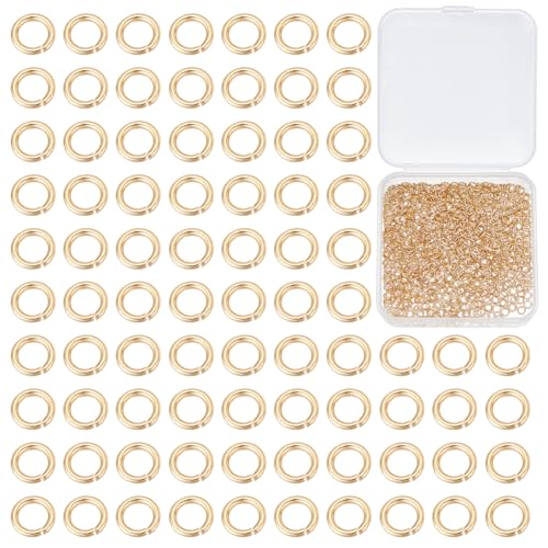 CRAFTYMELODY 1000 Stück 4mm 18 Karat Gold Offene Biegeringe Edelstahl Bulk Biegeringe Kleine Verbindungsmetall Schmuckverbinder Für Die Schmuckherstellung von CRAFTYMELODY