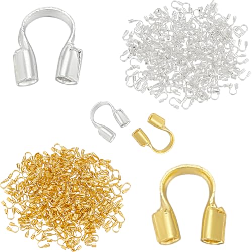 CRAFTYMELODY 1000 Stück Messingdrahtschutz Gold/Silber U Form Drahtschutzschlaufen Gewindeschutzrohr Befunde Mit 0.5mm Loch von CRAFTYMELODY