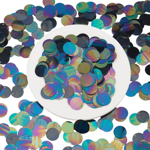 CRAFTYMELODY 100g Flache Runde Pailletten Lose Verschiedene Bunte Kunststoff PVC Irisierende Applikation Große Flitterige von CRAFTYMELODY