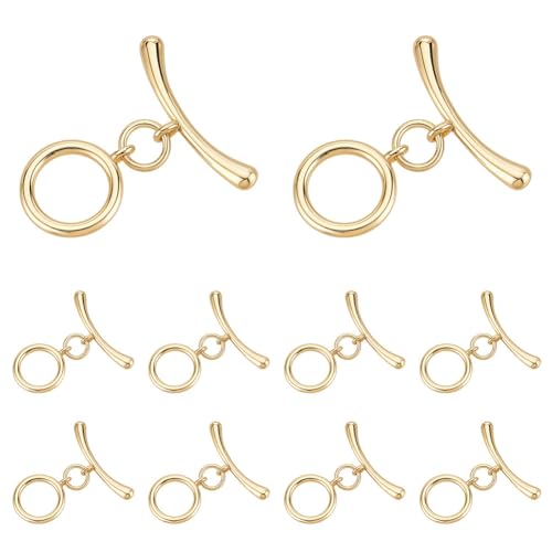 CRAFTYMELODY 10Sets Knebelverschlüsse 18K Vergoldete Messing T Bar Verschlüsse Mit Biegeringen OT Knebelverbinder Für Schmuckteile CRAFTYMELODY 10Sets Knebelverschlüsse 18K Vergoldete Messing T Bar Verschlüsse Mit Biegeringen OT Knebelverbinder Für Schmuckteile von CRAFTYMELODY