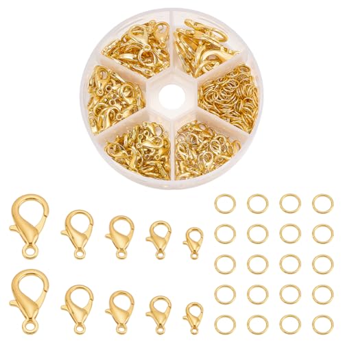 CRAFTYMELODY 110 x Karabinerverschluss 5 Größen Legierungsverschlüsse Goldene Karabinerhaken 10/12/14/16/21mm Mit 180 x 6mm Biegeringen CRAFTYMELODY 110 x Karabinerverschluss 5 Größen Legierungsverschlüsse Goldene Karabinerhaken 10/12/14/16/21mm Mit 180 x 6mm Biegeringen von CRAFTYMELODY