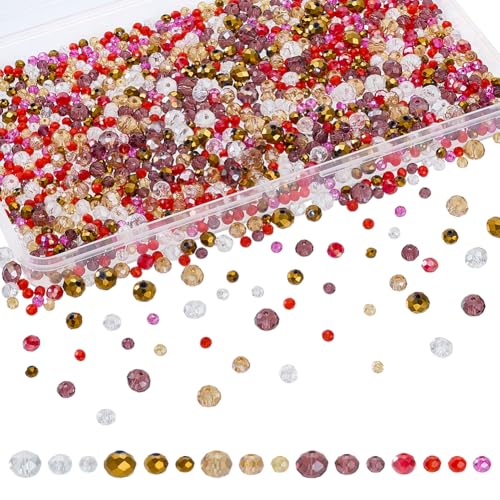 CRAFTYMELODY 1170 Stück Facettierte Glasperlen 4mm 6mm 8mm Undurchsichtige Glasperlen Strang Lose Rondelle Spacer Perlen Bunte Suncatcher Perle von CRAFTYMELODY