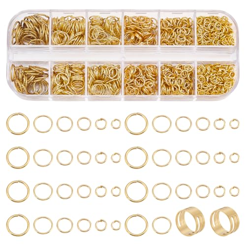 CRAFTYMELODY 1180 Stück Offener Biegering 4/5/6/7/8/10mm Verbindungsringe Aus Metalleisen Mit 2 Stück Messingringen Für Die Herstellung von Schmuckstücken Zum Selbermachen von CRAFTYMELODY