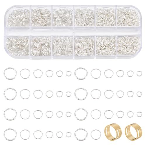CRAFTYMELODY 1180 Stück Offener Biegering 4/5/6/7/8/10mm Verbindungsringe Aus Metalleisen Mit 2 Stück Messingringen Für Die Herstellung von Schmuckstücken Zum Selbermachen von CRAFTYMELODY