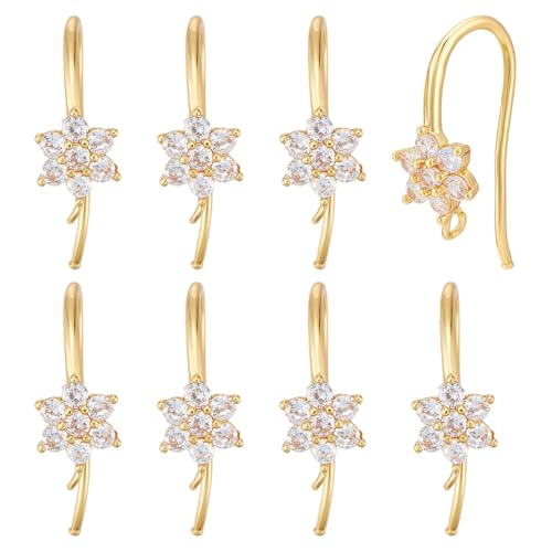 CRAFTYMELODY 12 Stück 18K Vergoldete Ohrringhaken Messing Micro Pave Klar Zirkonia Französische Ohrringhaken Blumenform Ohrhaken CRAFTYMELODY 12 Stück 18K Vergoldete Ohrringhaken Messing Micro Pave Klar Zirkonia Französische Ohrringhaken Blumenform Ohrhaken von CRAFTYMELODY