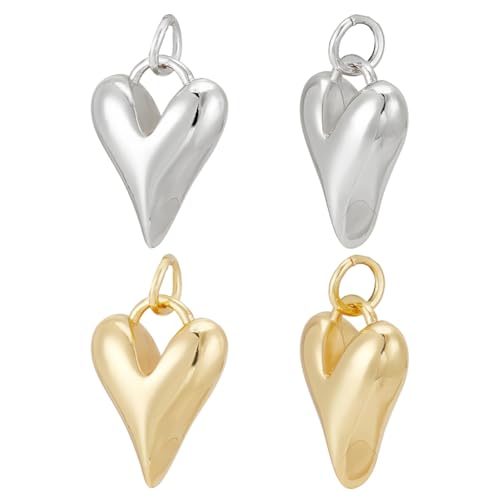 CRAFTYMELODY 12 Stück Herzanhänger 2 Farbiger Liebesanhänger Mit Biegering Goldenes Platin Messing Baumelnder Anhänger Für Schmuck Armband Halskette Tasche Schlüsselanhänger von CRAFTYMELODY