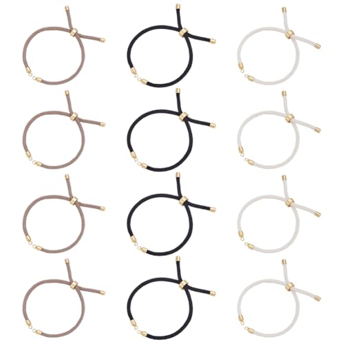 CRAFTYMELODY 12 Stück Verstellbare Schiebearmbänder 3 Farbige Nylonschnur Armbänder Mit Messingbeschlägen Seilschnur Kettenglied Anhänger Für Die Schmuckherstellung von CRAFTYMELODY