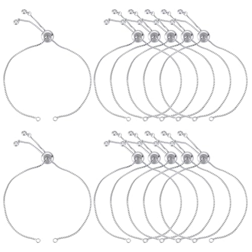 CRAFTYMELODY 12 Stück Verstellbare Schiebearmbandkette 5(1) cm Platiniert Verlängerungsketten Für Bettelarmbänder Mit Strassenden Freundschaftsfunde von CRAFTYMELODY