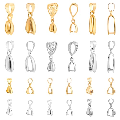 CRAFTYMELODY 120 Stück 10 Stile Klemmclip Bügelverschluss Messing Eispickel Klemmbügel Perlenanhänger Verbinder Charm Bügel Schnapphaken Zur Schmuckherstellung von CRAFTYMELODY