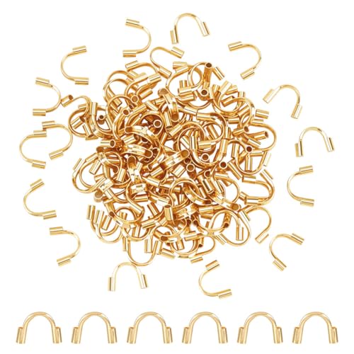 CRAFTYMELODY 120 Stück 304 Drahtschutzbügel Und Schützer Aus Edelstahl Mit Echten 18K Vergoldeten U Förmigen Kabelschutz Drahtschutzschlaufen von CRAFTYMELODY