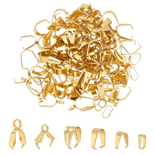 CRAFTYMELODY 120 Stück 6 Stile 18 Karat Vergoldet Schnappverschluss Haken Klemmclip Edelstahl Eispickel Klemmverschluss Anhänger Anhänger Charms Verschlüsse von CRAFTYMELODY