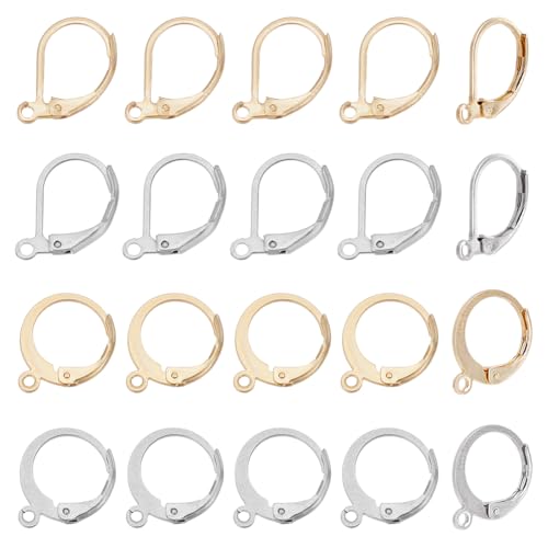 CRAFTYMELODY 120 Stück Leverback Ohrring Befunde 4 Stil Huggie Hoop Ohrring Befunde Edelstahl Leverback Ohrring Haken Gold Silber Französischer Ohrhaken CRAFTYMELODY 120 Stück Leverback Ohrring Befunde 4 Stil Huggie Hoop Ohrring Befunde Edelstahl Leverback Ohrring Haken Gold Silber Französischer Ohrhaken von CRAFTYMELODY