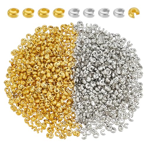 CRAFTYMELODY 1200 Stück Crimpperlen Abdeckung Gold/Silber Perlenspitzen Knotenabdeckung Halbrund Offene Crimp Lose Perlen Kordel Endkappen Für DIY Bastelarbeiten Ohrringe Armbänder CRAFTYMELODY 1200 Stück Crimpperlen Abdeckung Gold/Silber Perlenspitzen Knotenabdeckung Halbrund Offene Crimp Lose Perlen Kordel Endkappen Für DIY Bastelarbeiten Ohrringe Armbänder von CRAFTYMELODY