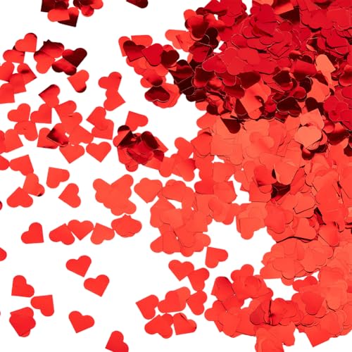 CRAFTYMELODY 120g Rotes Herz Konfetti Valentinstag Herz Konfetti Glitzernder Kunststoff Liebeskonfetti Party Tischverzierung Dekorationen von CRAFTYMELODY
