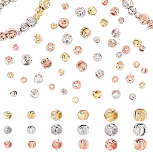 CRAFTYMELODY 135 Stück 18K Gold Runde Spacer Perlen 9 Stile 3/4/5mm Wellige Charms Perlen Metall Lose Perlen Bulk Spiral Rondelle Spacer Perlen CRAFTYMELODY 135 Stück 18K Gold Runde Spacer Perlen 9 Stile 3/4/5mm Wellige Charms Perlen Metall Lose Perlen Bulk Spiral Rondelle Spacer Perlen von CRAFTYMELODY