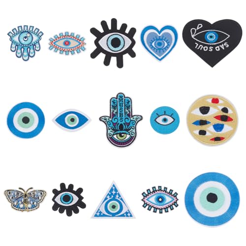 CRAFTYMELODY 15 Stück 15 Stile Blauer Böser Blick Bestickte Aufnäher Verschiedene Dekorative Stickapplikationen Gemischte Farben Cartoon Applikationen Zum Aufbügeln CRAFTYMELODY 15 Stück 15 Stile Blauer Böser Blick Bestickte Aufnäher Verschiedene Dekorative Stickapplikationen Gemischte Farben Cartoon Applikationen Zum Aufbügeln von CRAFTYMELODY