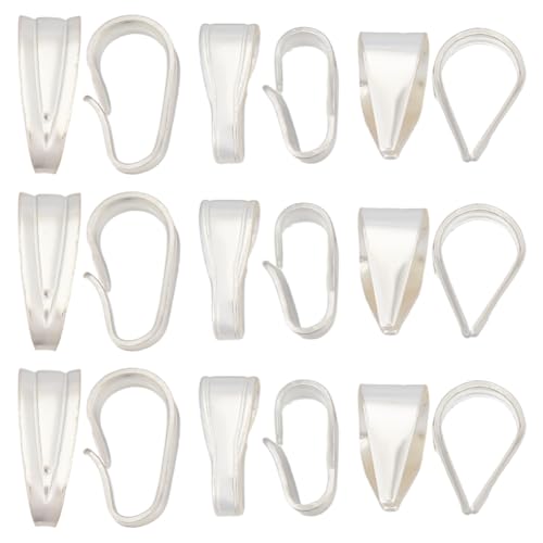 CRAFTYMELODY 15 Stück 3 Stile 925 Sterlingsilber Anhänger Anhänger Mit Schnappverschluss Für Halsketten Haken Anhängerverschlüsse Offene Klemmclips Anhängeranhänger von CRAFTYMELODY