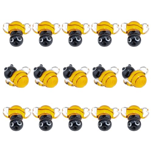 CRAFTYMELODY 15 Stück 3D Bienen Lampwork Perlen Handgefertigt Glas Tier Lose Perlen Cartoon Honigbiene Insekt Süße Abstandshalter Perle Zur Schmuckherstellung von CRAFTYMELODY