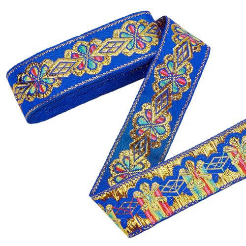 CRAFTYMELODY 15.32 Yards Ethno Stil Stickerei Gewebtes Jacquardband Blaue Blumenbesatz Vintage Polyesterband Boho Applikationsbänder Band CRAFTYMELODY 15.32 Yards Ethno Stil Stickerei Gewebtes Jacquardband Blaue Blumenbesatz Vintage Polyesterband Boho Applikationsbänder Band von CRAFTYMELODY