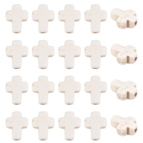 CRAFTYMELODY 150 Stück Kreuzperlen Beige Synthetische Türkisperlen Kreuz Abstandshalterperlen Lose Perlen Bulk Charms Zur Schmuckherstellung von CRAFTYMELODY
