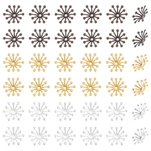 CRAFTYMELODY 150 Stück Perlen Endkappe 3 Farben Staubblatt Abstandshalter Perlenkappe Messing Filigran Abstandshalter Perlenaufsatz Blumenperle Für Die Schmuckherstellung DIY CRAFTYMELODY 150 Stück Perlen Endkappe 3 Farben Staubblatt Abstandshalter Perlenkappe Messing Filigran Abstandshalter Perlenaufsatz Blumenperle Für Die Schmuckherstellung DIY von CRAFTYMELODY