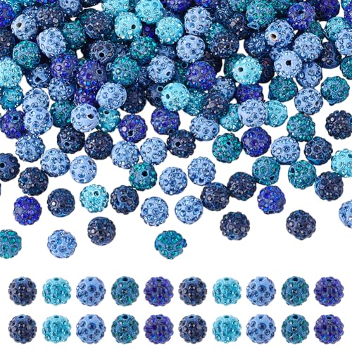 CRAFTYMELODY 150 Stück Strassperlen 5 Farben Pavé Diskokugel Blau Ausgefallene Tonperlen Funkelnd Lose Abstandshalter Charm Für Schmuckherstellung Bastelbedarf von CRAFTYMELODY