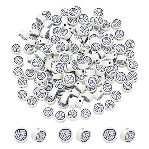 CRAFTYMELODY 150 Stück Weiße Volleyballperlen Polymer Clay Sport Themenperlen Volleyball Charms Flache Runde Handgemachte Weiche Spacer Perle CRAFTYMELODY 150 Stück Weiße Volleyballperlen Polymer Clay Sport Themenperlen Volleyball Charms Flache Runde Handgemachte Weiche Spacer Perle von CRAFTYMELODY