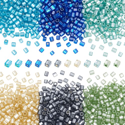 CRAFTYMELODY 1500 Stück Quadratische Glasperlen 6 Farben 3mm Abstandshalter Lose Perlen Würfel Für Die Schmuckherstellung Zubehör DIY Handwerk von CRAFTYMELODY
