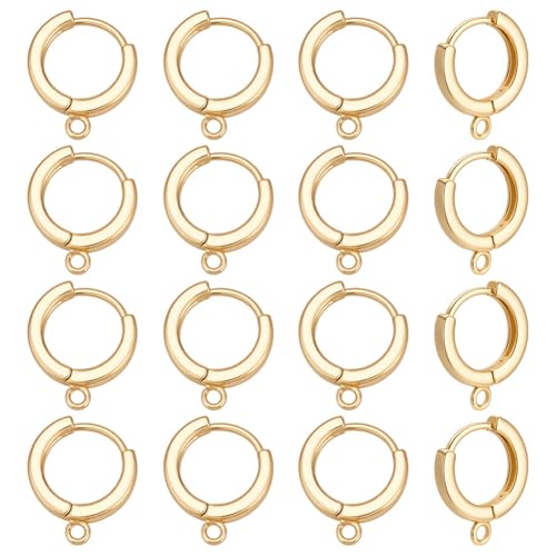 CRAFTYMELODY 16 Stück 18 Karat Gold Leverback Ohrringhaken Huggie Hoop Ohrringe Messing Lever Back Ohrhaken Mit Offenem Loop Piercing Kreis Zubehör von CRAFTYMELODY