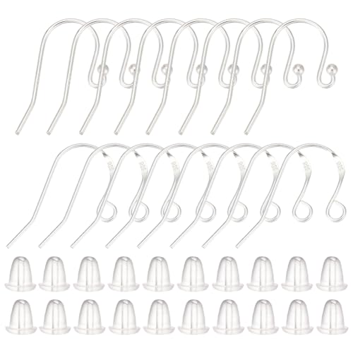 CRAFTYMELODY 16 Stück Französische Ohrringhaken 2 Stile 925 Sterlingsilber Kugel Punkt Ohrhaken Mit Schlaufe 20 Stück Ohrhaken Ohrhaken Verschlüsse von CRAFTYMELODY