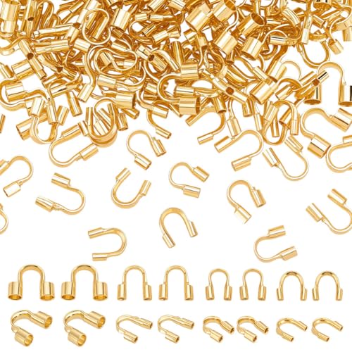 CRAFTYMELODY 160 Stück 4 Stile 18 Karat Vergoldeter Drahtschutz Und Schützer U Förmige Drahtschutzschlaufen Fadenschutz Beschläge Zur Schmuckherstellung von CRAFTYMELODY