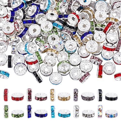 CRAFTYMELODY 160 Stück Strass Abstandshalterperlen 10 Farben 8mm Rondelle Metall Kristallperlen Großes Loch Für Die Schmuckherstellung Zubehör DIY Handwerk CRAFTYMELODY 160 Stück Strass Abstandshalterperlen 10 Farben 8mm Rondelle Metall Kristallperlen Großes Loch Für Die Schmuckherstellung Zubehör DIY Handwerk von CRAFTYMELODY