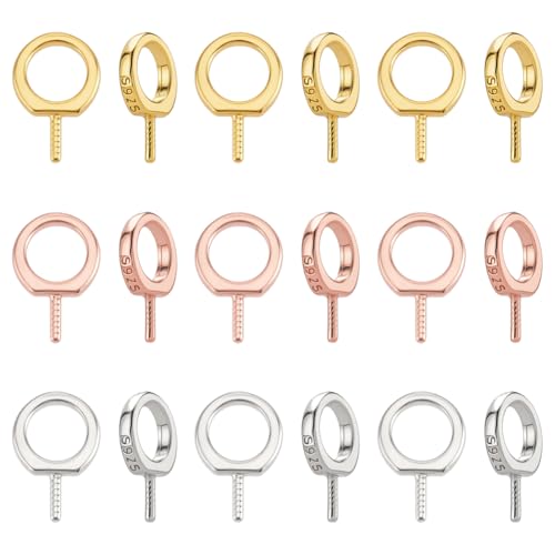 CRAFTYMELODY 18 Stück Ösenstift Ösenstift Sterling Silber Schrauböse Öse Gold Strass Tasse Perlenverbinder Für Halb Gebohrte Perlen Charm Anhänger von CRAFTYMELODY