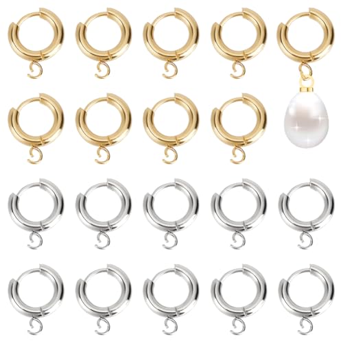 CRAFTYMELODY 2 Farbe Huggie Ohrringhaken Edelstahl Hebelverschluss Ohrhaken 20 Stück Französischer Ohrhaken Runde Ohrringverschlüsse Für Die Herstellung von Schmuckzubehör von CRAFTYMELODY