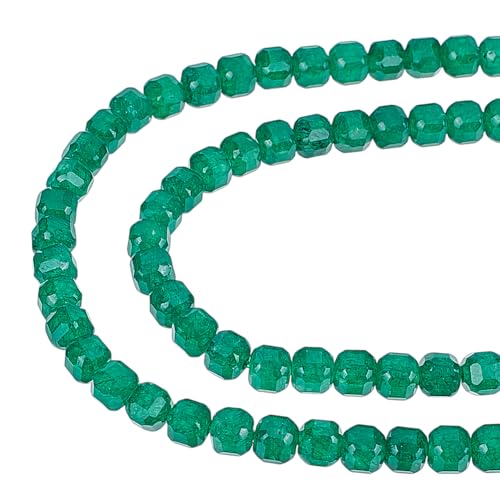 CRAFTYMELODY 2 Strang Natürliche Achatperlen Quadratische Grüne Steinperlen 5x5.5mm Facettierter Würfel Im Tischschliff Lose Edelsteinperle Zur Schmuckherstellung von CRAFTYMELODY