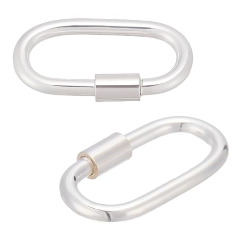 CRAFTYMELODY 2 Stück 925 Sterling Silber Karabinerverschlüsse Ovale Schraubkarabiner Verschluss Schnappclip Hakenverschluss Halskette Verbindungskomponenten von CRAFTYMELODY