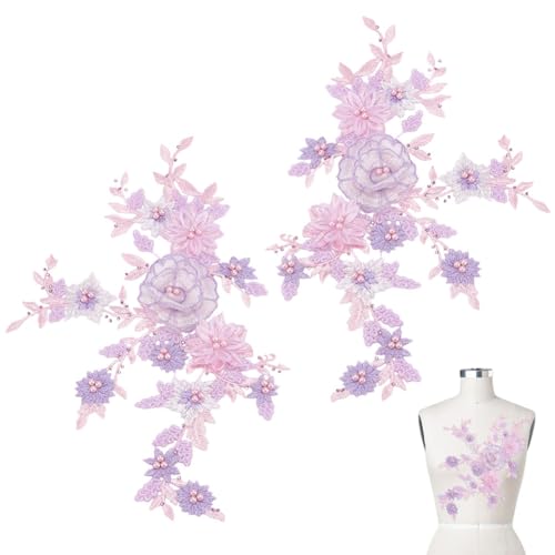 CRAFTYMELODY 2 Stück Klassischnperlen Aufnäher 3D Klassischn Spitzen Applikationen Aufnäher 770x340x7mm Für Bastel Dekoration Zubehör von CRAFTYMELODY