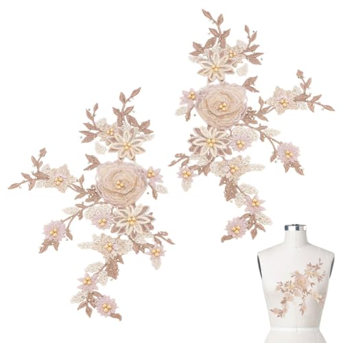 CRAFTYMELODY 2 Stück Klassischnperlen Aufnäher 3D Klassischn Spitzen Applikationen Zum Aufnähen 770x340x7mm Für Bastel Dekorationszubehör von CRAFTYMELODY