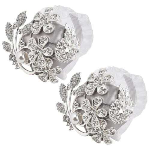 CRAFTYMELODY 2 Stück Strass Handgelenk Corsage Mit Kunststoffperlen Hochzeits Handblume Party Dekorationen Florales Armband Accessoire Für Frauen von CRAFTYMELODY