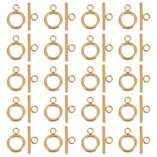 CRAFTYMELODY 20 Stück 18K Vergoldete Knebelverschlüsse Edelstahl T Stab Ring Verbinder Hakenverschluss Halskette Armband Runde Verschlüsse Schmuckverschluss CRAFTYMELODY 20 Stück 18K Vergoldete Knebelverschlüsse Edelstahl T Stab Ring Verbinder Hakenverschluss Halskette Armband Runde Verschlüsse Schmuckverschluss von CRAFTYMELODY