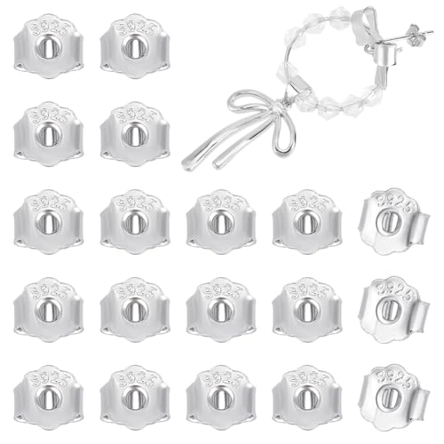 CRAFTYMELODY 20 Stück 925 Ohrringverschlüsse Aus Sterlingsilber Ersatz Für Ohrstecker. Schmetterlings Ohrringverschlüsse Platinierte Ohrmuttern Sichere Ohrringverschlüsse von CRAFTYMELODY