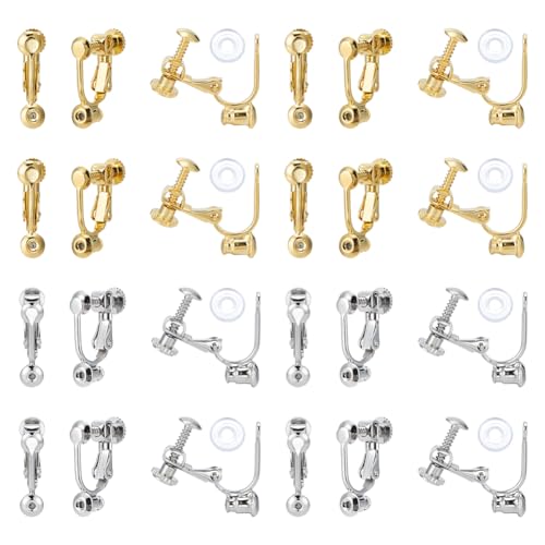 CRAFTYMELODY 20 Stück Ohrclip Konverter 2 Farbiger Messing Ohrclip Mit Schraubverschluss 20 Stück Silikon Ohrring Pad Gold/Platin Ohrclip Beschläge Nicht Durchbohrter Ohrring von CRAFTYMELODY